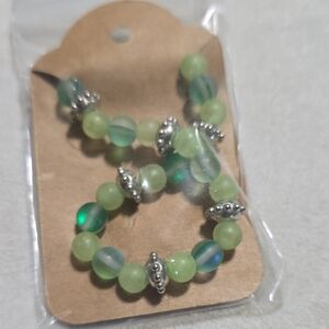 Green and Silver Beaded Bracelet